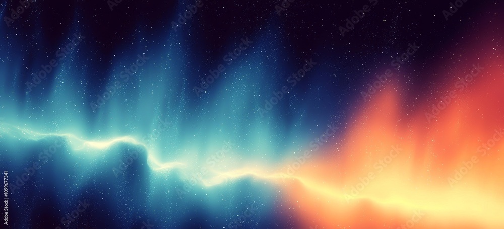 Poster a banner design with a grainy gradient noise texture of light blue rays on a dark blue background