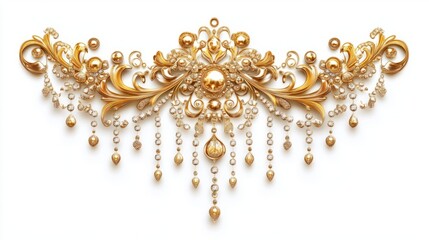 golden christmas decor all isolated on white