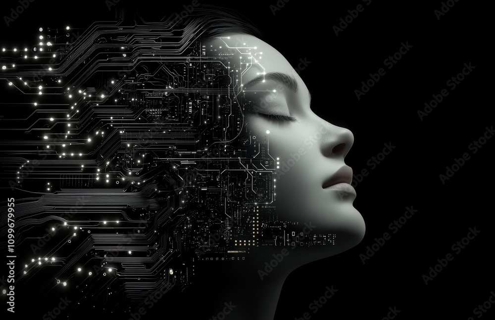 Poster a 3d rendered graphic illustrating a composition about future technologies.