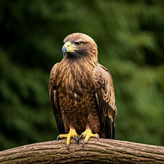 Obraz premium Golden eagle portrait in the forest sitting on the branch of tree.