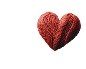 a red knitted heart
