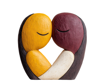 a statue of two people hugging