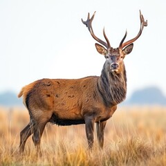 Fototapeta premium Male stag in meadow.