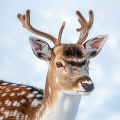 Obraz premium Male fallow deer portrait in snow.