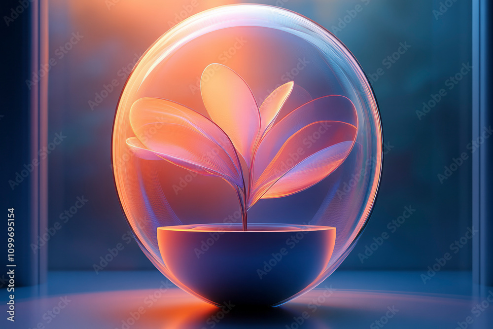 Poster a serene image showcasing a group of translucent flowers with delicate petals, illuminated by a soft