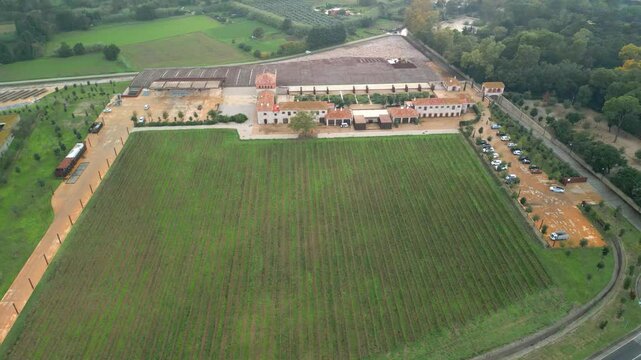 aerial view of Peralada wine cellars in costa brava