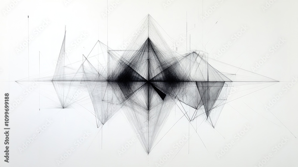Aufkleber a network of intersecting thin black lines on a white background, forming geometric shapes and patte
