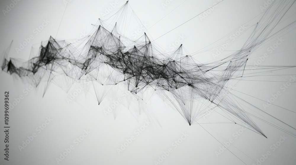 Aufkleber a network of intersecting thin black lines on a white background, forming geometric shapes and patte