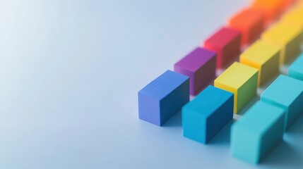 Obraz premium Abstract depiction of equity with a series of parallel, colored bars gradually leveling out in a minimalist setting, Photo of