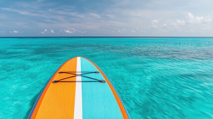 Vibrant Stand Up Paddleboard on Calm Tropical Ocean Water