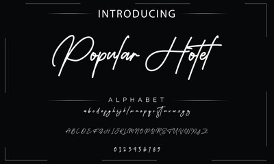 Obraz premium Hand drawn typeface. Handwritten script alphabet isolated on white background. Handmade alphabet for your designs logo, posters, invitations, cards, etc.