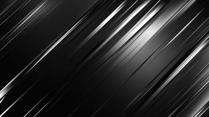 Obraz premium A series of diagonal lines in metallic silver, arranged to form a dynamic, modern pattern on a sleek black surface