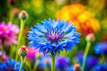 Nature's artistry revealed in a double exposure of blue cornflowers.