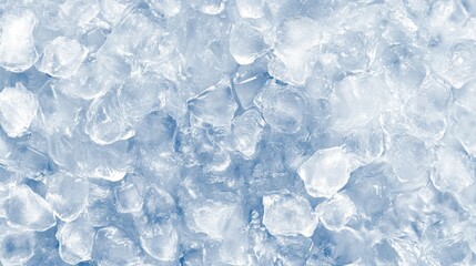 Ice cubes scattered across a blue surface create a cool appearance in a kitchen setting