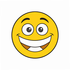 Bright yellow emoticon vector with a smiling face and joyful eyes, perfect for digital designs, stickers, and social media expressions.