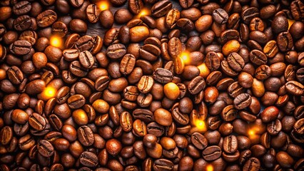 Obraz premium Nighttime coffee beans. A stunning panoramic view.