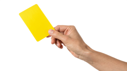 Hand holding blank yellow card