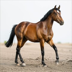 Cute horse walking on the ranch.