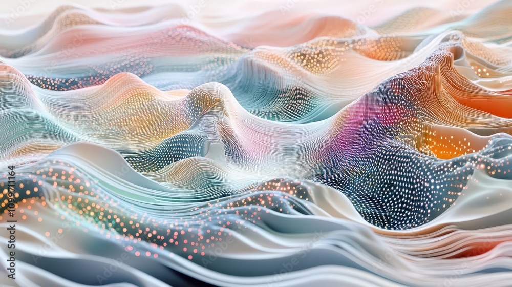 Aufkleber the complex layers of an ai network as data flows through, each layer adding accuracy and intelligen