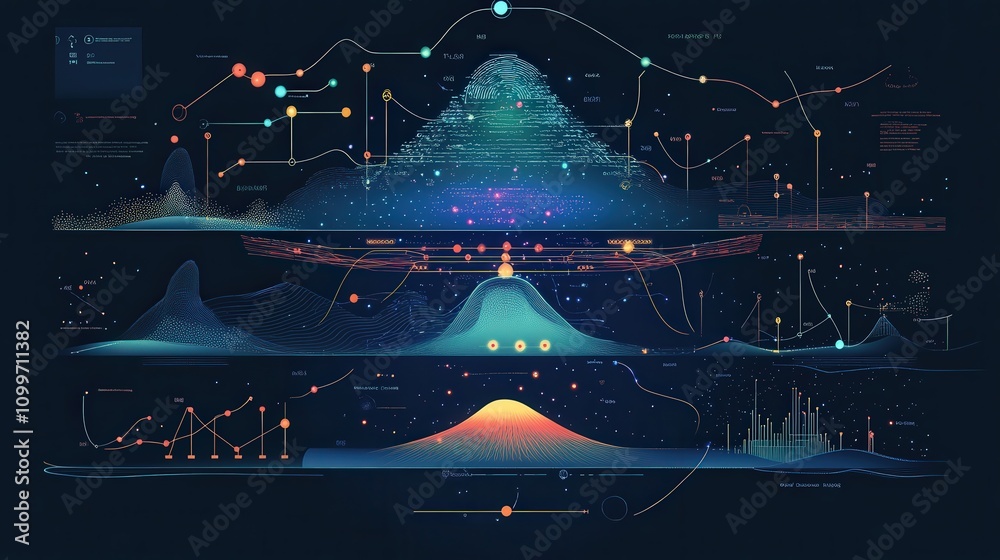 Poster the evolution of ai learning depicted by layers of code and data nodes, each layer increasing its ab
