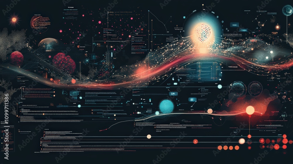 Poster the evolution of ai learning depicted by layers of code and data nodes, each layer increasing its ab
