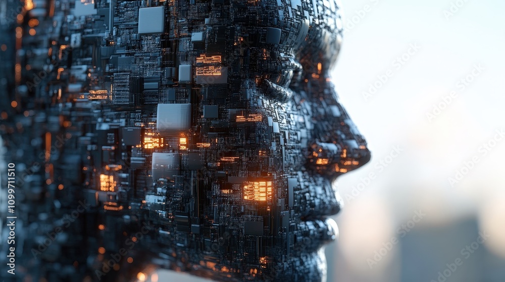 Fototapete the intricate architecture of an ai model, with each layer processing, adjusting, and refining data 