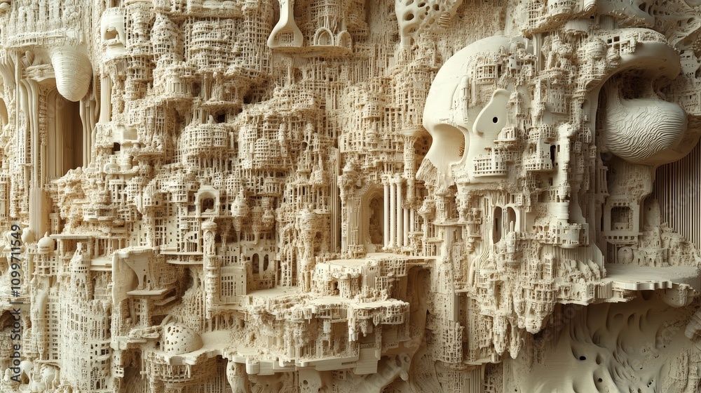 Fototapete the intricate architecture of an ai model, with each layer processing, adjusting, and refining data 