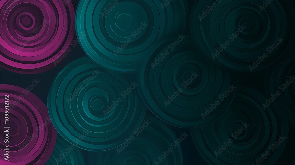 Fototapete Overlapping pink and teal circles creating modern abstract background