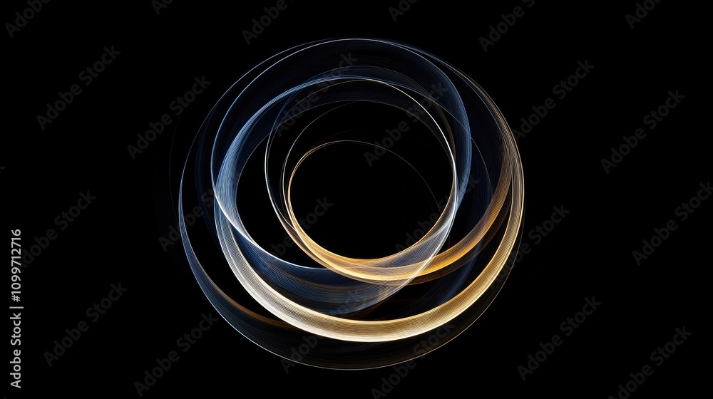 Poster abstract circular gradient graphics, layered with translucent colors on a dark surface, creating an 