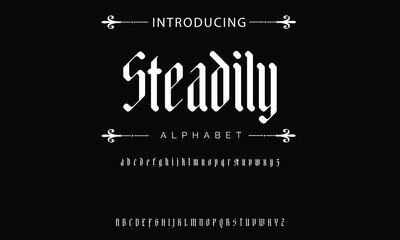 Obraz premium Vintage tattoo font. Font for the tattoo studio logos, alcohol branding, and many others in retro style.