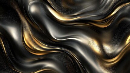 Naklejka premium An elegant swirl of gold and silver metallic hues on a dark background, creating a luxurious and sophisticated abstract texture that can enhance any design