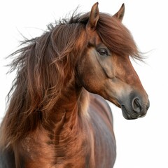 Obraz premium Red horse with long mane on dark background horse