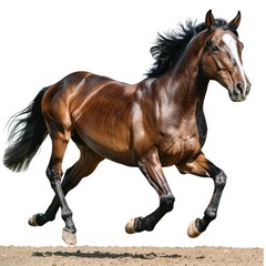 Obraz premium horse running brown horse on the paddock in the sunshine