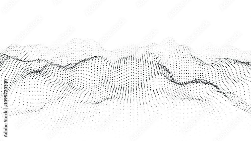Poster digital dynamic wave of particles and lines. abstract white futuristic background. big data visualiz