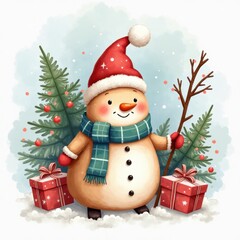 Fototapeta premium Christmas illustration in cartoon style