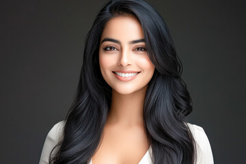 Fototapeta premium Young beautiful indian woman with black hair