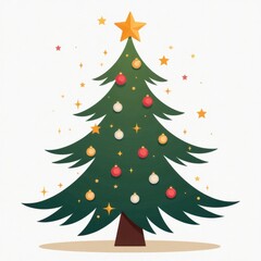 Christmas tree illustration isolated on white background
