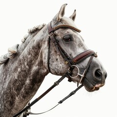 Obraz premium White horse head in harness isolated over white background horse