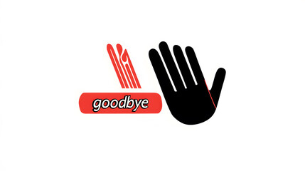 Obraz premium Artistic Illustration of Hand Gesture and Goodbye Text