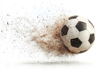 Fototapeta premium Bouncing soccer ball isolated white background action shot dynamic close-up sports concept