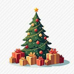 Christmas tree illustration isolated on white background