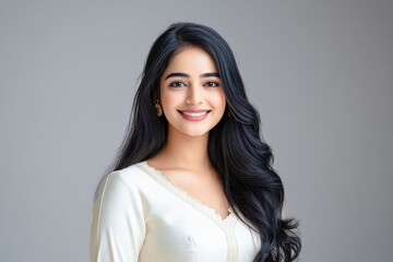 Young beautiful indian woman with black hair