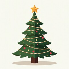 Fototapeta premium Christmas tree illustration isolated on white background