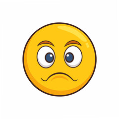 Fototapeta premium Yellow upset emoticon with a sad expression, a perfect vector icon for emotional designs, apps, and creative projects.