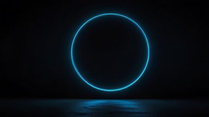 Obraz premium Neon Circle on Black Background, Minimalist Neon Art.