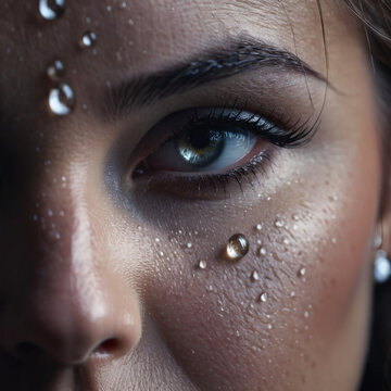 Trauer - Verborgene Tr&auml;nen in einem schmerzvollen Gesicht