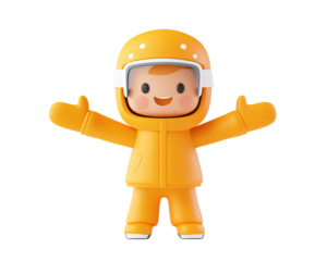 a cartoon character wearing a yellow suit