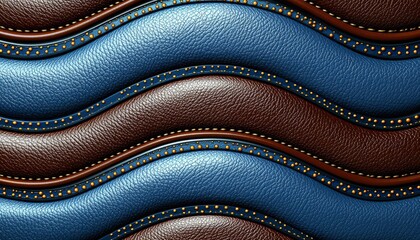 Blue and Brown Leather Wave Pattern Design