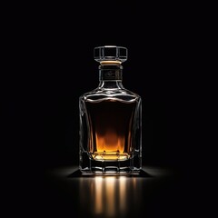 A bottle of whiskey. Strong alcohol. Alcoholic drink.