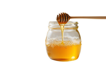 Golden Honey with a Metal Scoop on a Transparent Background, Great for Culinary Uses and Sweet Treats